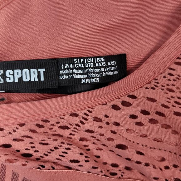 Victoria's Secret PINK Sport Bra Pink Small B Wirefree Pullover V Neck Lace Logo - Picture 8 of 9